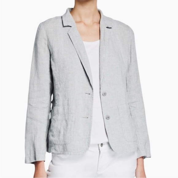 EILEEN FISHER Linen Sparkle Metallic Thread Lightweight Collar Blazer Jacket - Picture 12 of 12